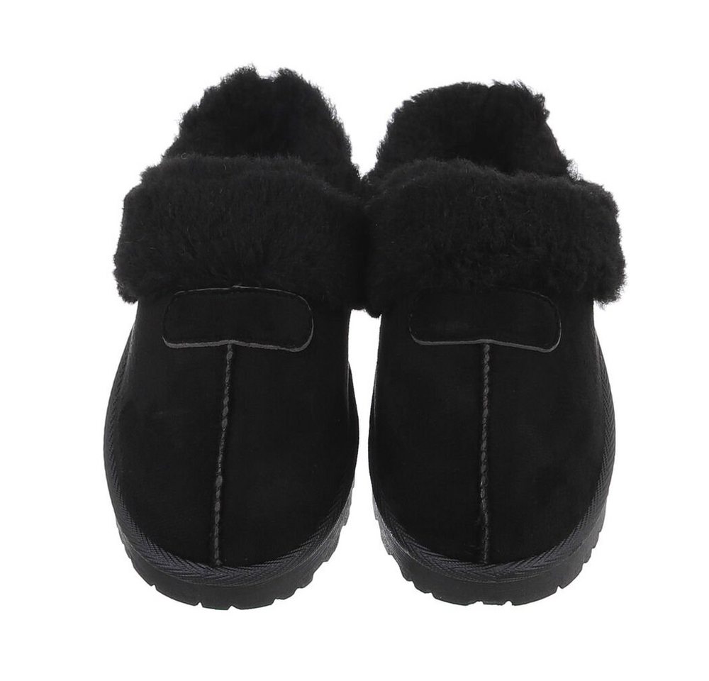 Ital-Design Damen Hausschuhe Freizeit Snowboots (84556791) Flach Hausschuhe in Schwarz