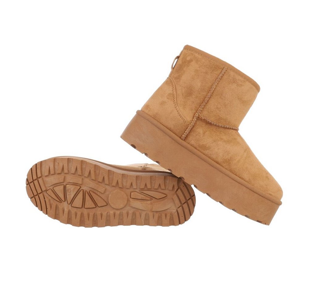 Ital-Design Bequemer Schaftschuh für Damen – stilvoll und warm Snowboots (84206794) Flach Plateaustiefeletten in Camel