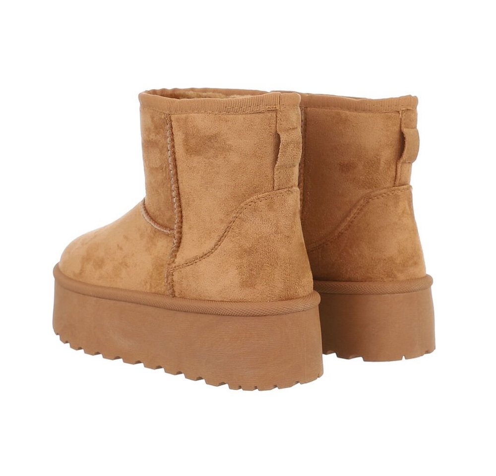 Ital-Design Bequemer Schaftschuh für Damen – stilvoll und warm Snowboots (84206794) Flach Plateaustiefeletten in Camel Bild 2