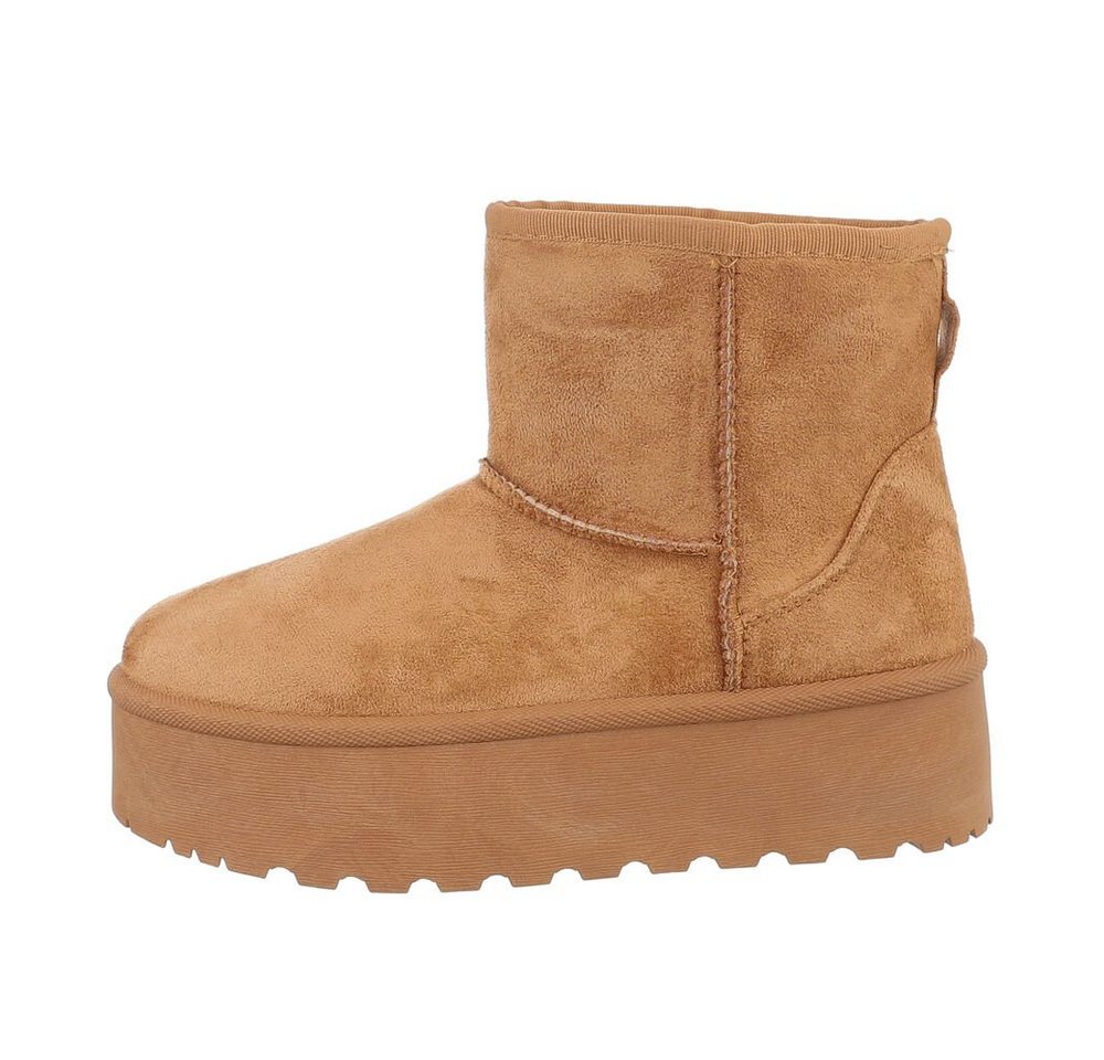 Ital-Design Bequemer Schaftschuh für Damen – stilvoll und warm Snowboots (84206794) Flach Plateaustiefeletten in Camel Bild 3