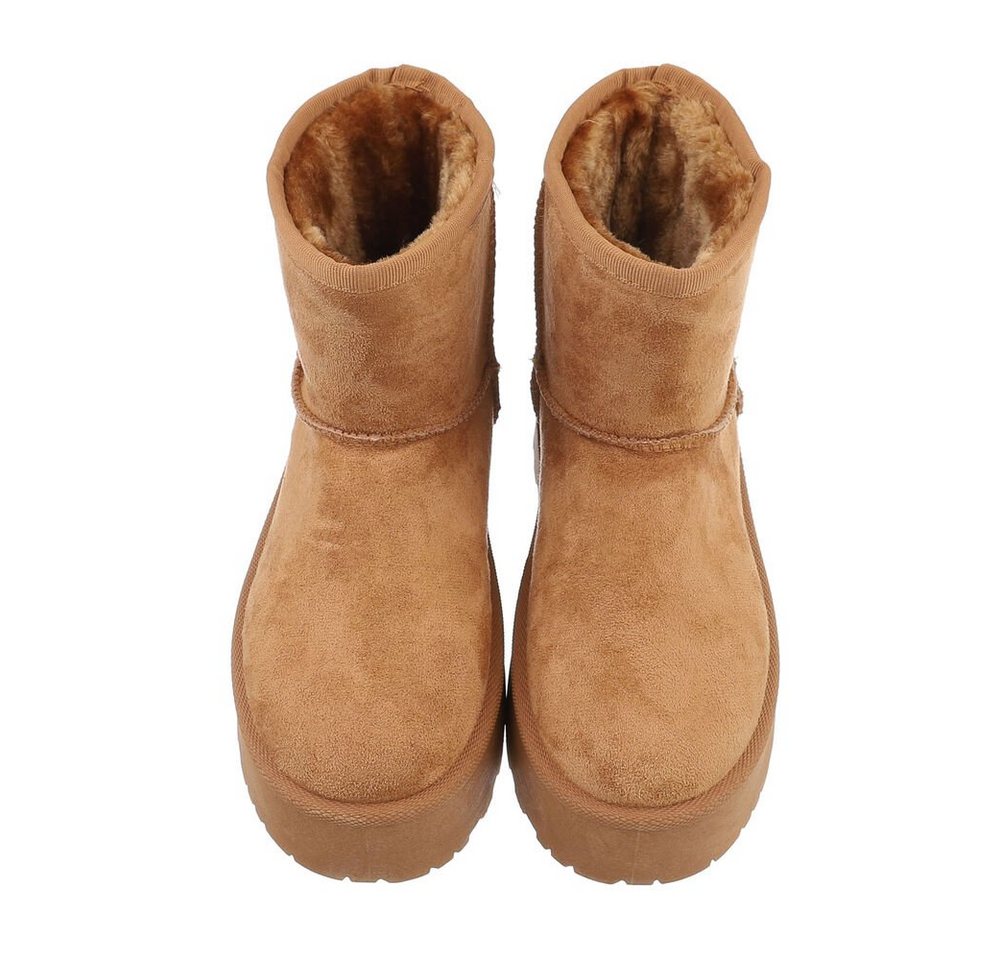 Ital-Design Bequemer Schaftschuh für Damen – stilvoll und warm Snowboots (84206794) Flach Plateaustiefeletten in Camel Bild 4