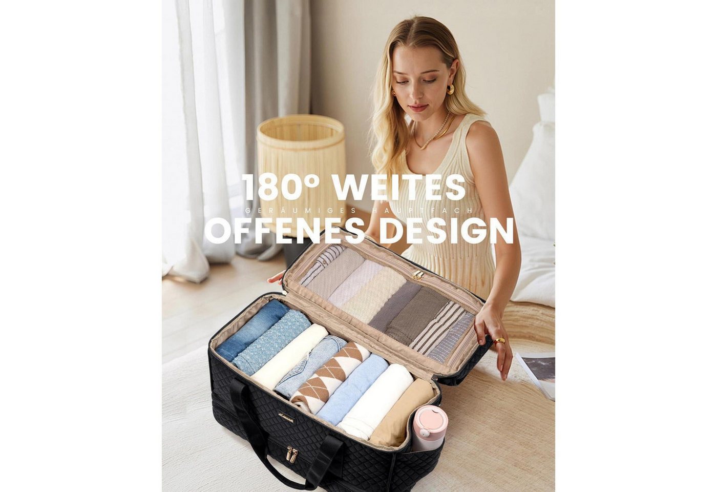 LuxusKollektion Weekender Reisetasche Damen mit Schuhfach, Große Öffnung Weekender Bild 2