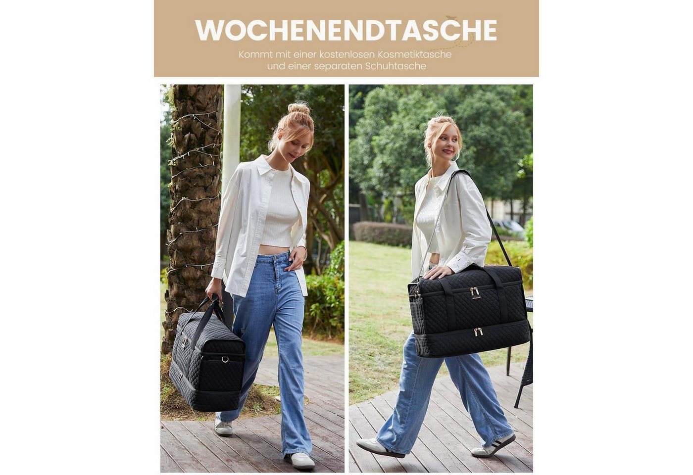 LuxusKollektion Weekender Reisetasche Damen mit Schuhfach, Große Öffnung Weekender Bild 4