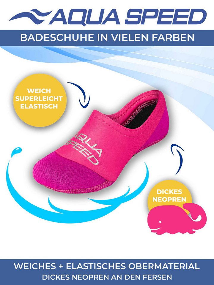 Aqua Speed Schwimm-Badesocken Kinder 24/25 – Flexibel & angenehm im Wasser Wasserschuh (Kinder-Strandsocken mit elastischer Passform – bequem & atmungsaktiv, Neopren Wassersocken Schwimmaccessoires) Bequeme Aqua-Socken in Blau – Dünn & schnelltrocknend Bild 3
