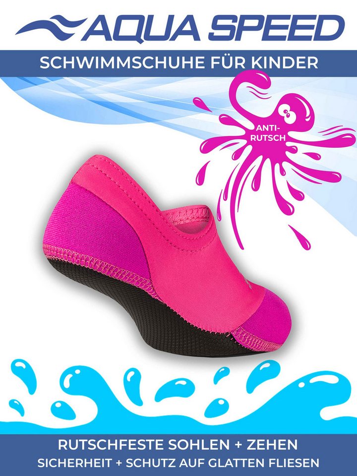 Aqua Speed Schwimm-Badesocken Kinder 24/25 – Flexibel & angenehm im Wasser Wasserschuh (Kinder-Strandsocken mit elastischer Passform – bequem & atmungsaktiv, Neopren Wassersocken Schwimmaccessoires) Bequeme Aqua-Socken in Blau – Dünn & schnelltrocknend Bild 4
