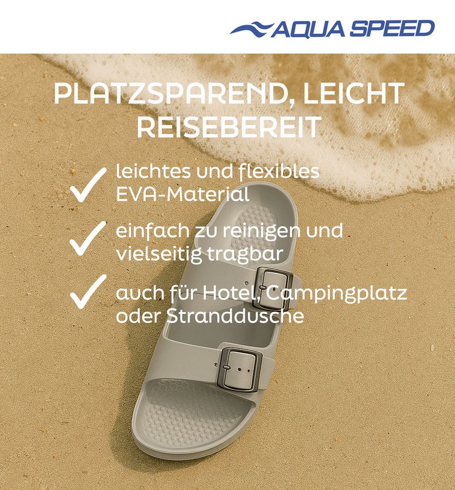 Aqua Speed Damen Badesandalen Gr. 38 – bequem + Mikrofaserhandtuch Badesandale (Pflegeleichte Damenlatschen – leicht, stabil & handtuchinklusive) Damenbadelatschen mit Komfort-Sohle – leicht & langlebig