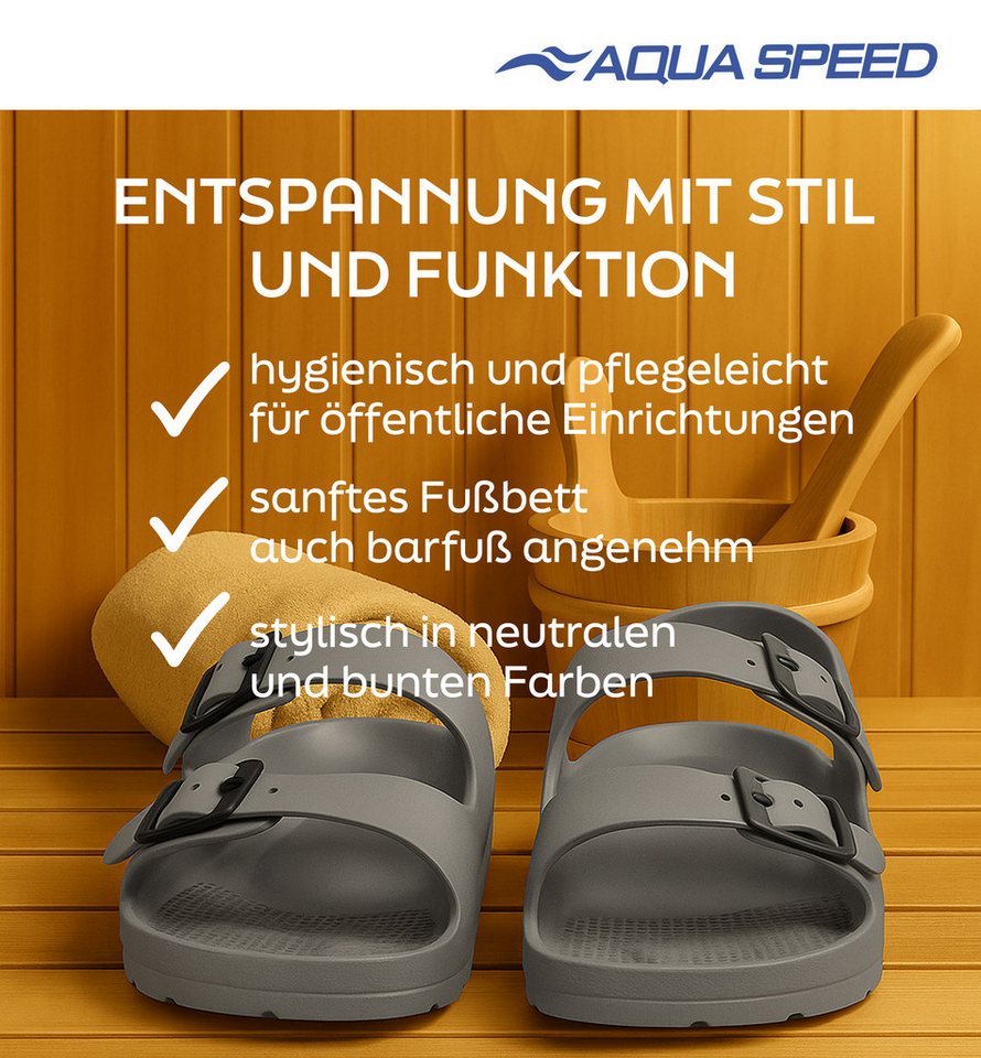 Aqua Speed Damen Badesandalen Gr. 38 – bequem + Mikrofaserhandtuch Badesandale (Pflegeleichte Damenlatschen – leicht, stabil & handtuchinklusive) Damenbadelatschen mit Komfort-Sohle – leicht & langlebig Bild 2