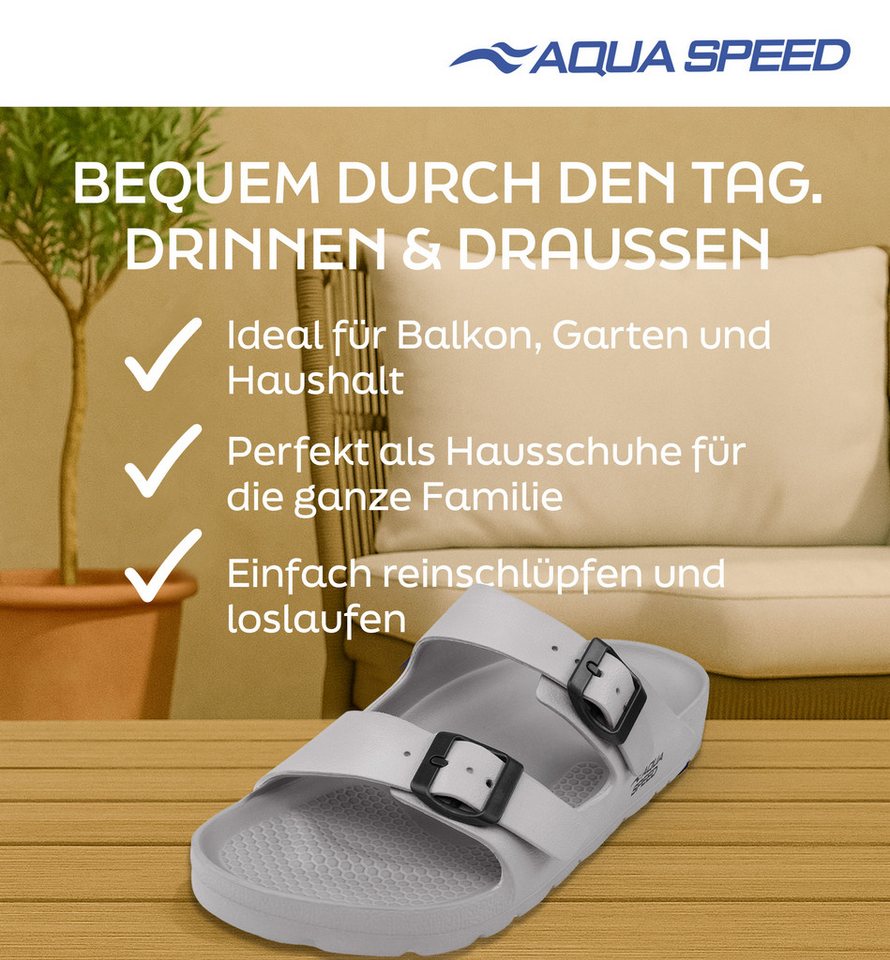 Aqua Speed Damen Badesandalen Gr. 38 – bequem + Mikrofaserhandtuch Badesandale (Pflegeleichte Damenlatschen – leicht, stabil & handtuchinklusive) Damenbadelatschen mit Komfort-Sohle – leicht & langlebig Bild 3