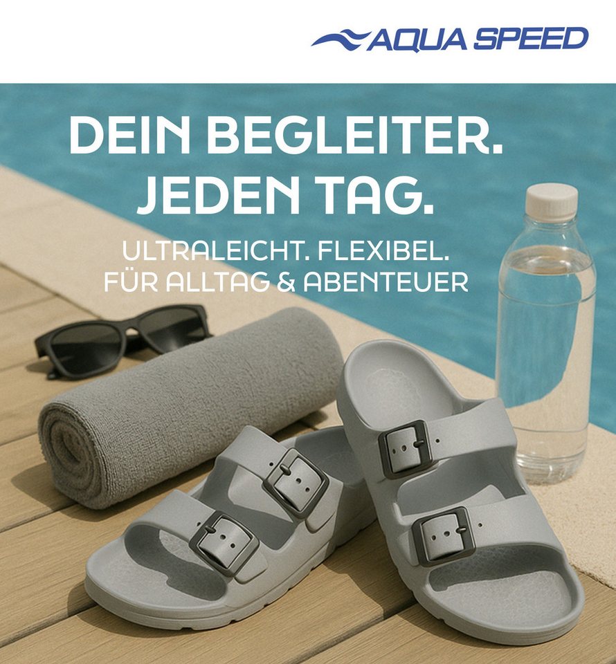 Aqua Speed Damen Badesandalen Gr. 38 – bequem + Mikrofaserhandtuch Badesandale (Pflegeleichte Damenlatschen – leicht, stabil & handtuchinklusive) Damenbadelatschen mit Komfort-Sohle – leicht & langlebig Bild 4