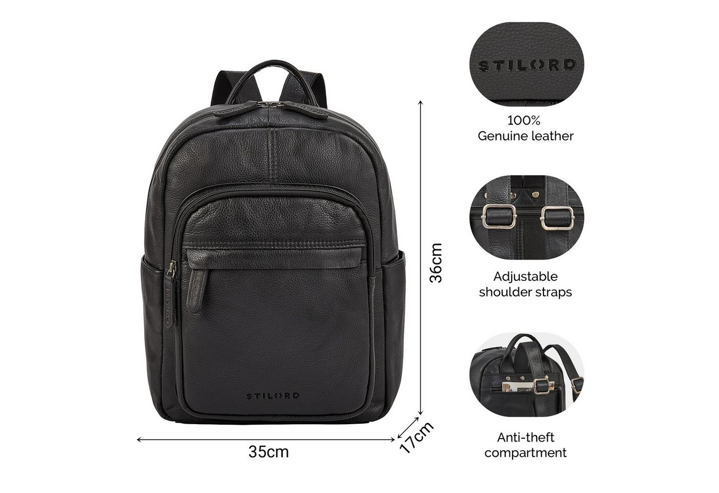STILORD Cityrucksack "Dolores" Lederrucksack Damen Echtleder Klein Bild 4