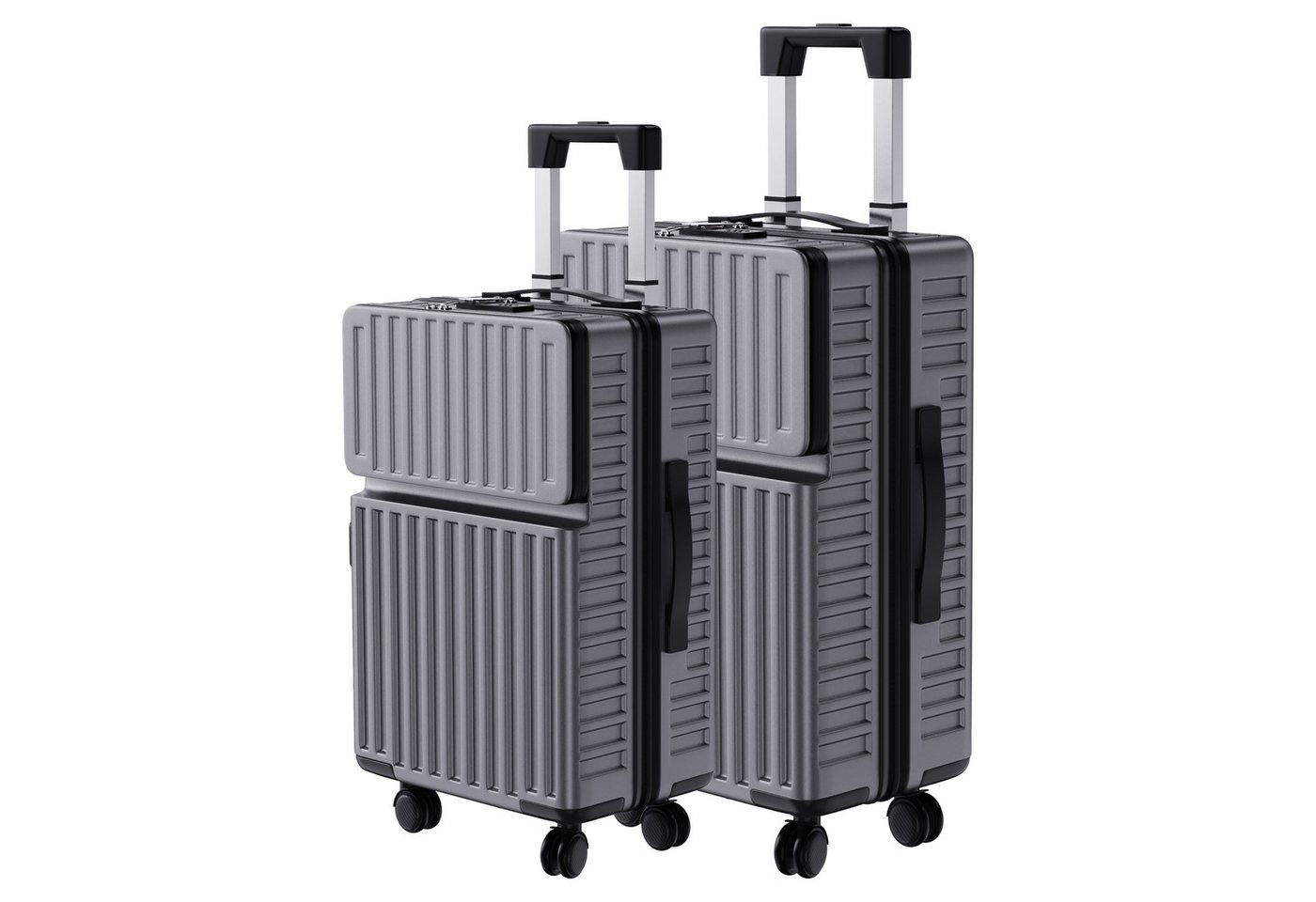 SEEZSSA Trolleyset Hartschalenkofferset Hartschale Reisekoffer 4 Rollen, 4 Rollen, (Set, 2 tlg), mit Tragbare Waage,Koffer Set M L,Grau Bild 4