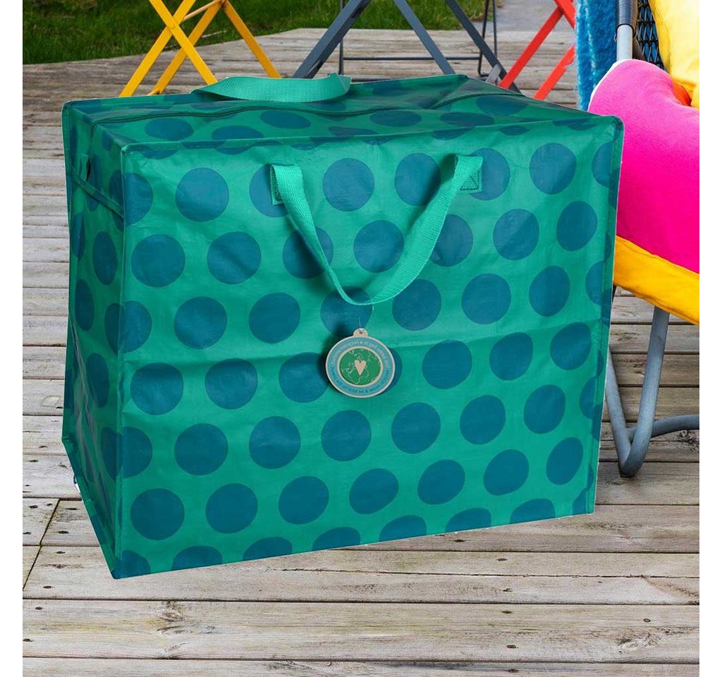 LS-LebenStil Aufbewahrungstasche XXL Jumbo Bag Blau Spotlight 55cm Recycelt Nachhaltig Einkaufstasche (Unterbettkommode Organizer Aufbewahrungsbox, 1-tlg., Einkaufstasche mit Reißverschluss Shopper Riesentasche Tragetasche), Aufbewahrung von Bettwäsche Kleidung Wäsche Spielzeug - Rechteckig Bild 5