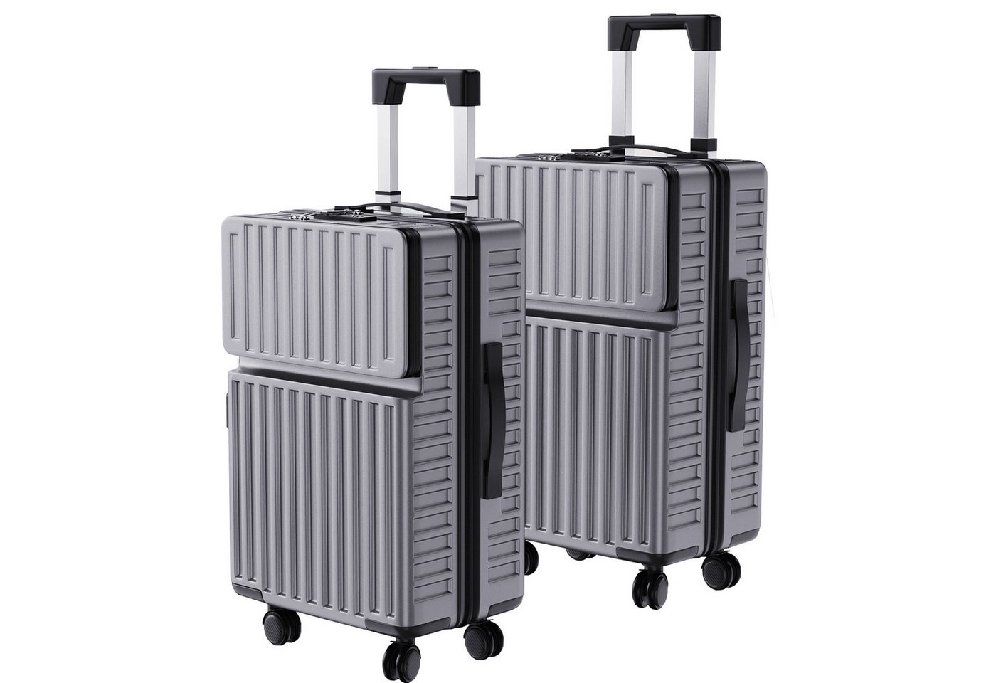 FUROKOY Trolleyset Kofferset Hartschalenkofferset Reisekoffer Set, 20/24 Zoll 2-teiliges Set,Grau,hochfestes ABS-Gehäuse, TSA-Schloss Bild 4