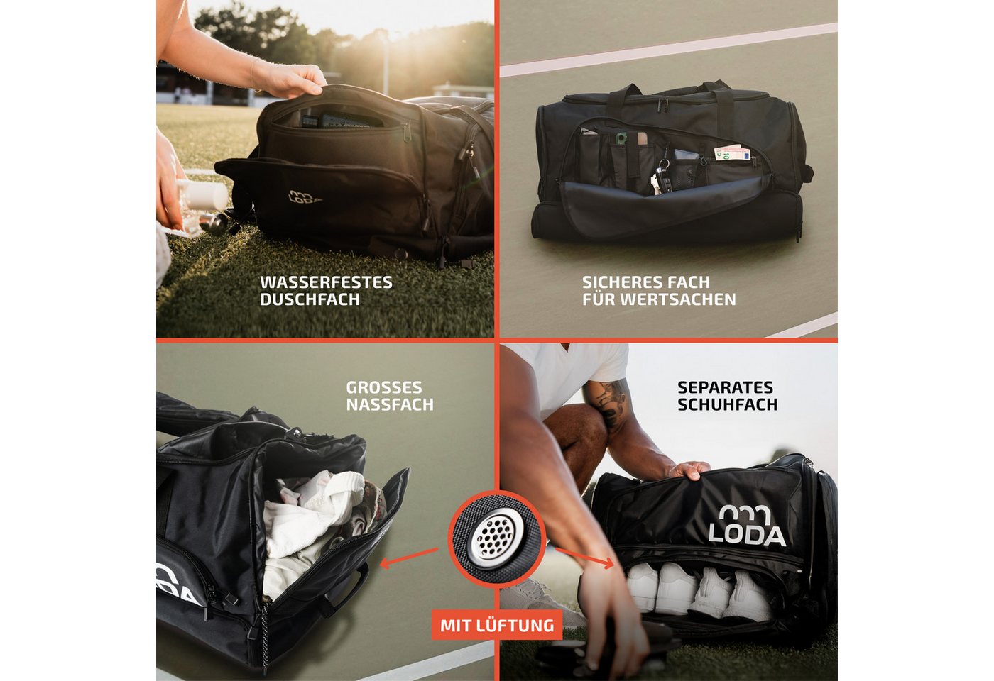 LODA sports Sporttasche team 68L - Trainingstasche mit Rucksackfunktion & Schuhfach, 65cm (L) x 30cm (B) x 35cm (H), 68 Liter Volumen Bild 2