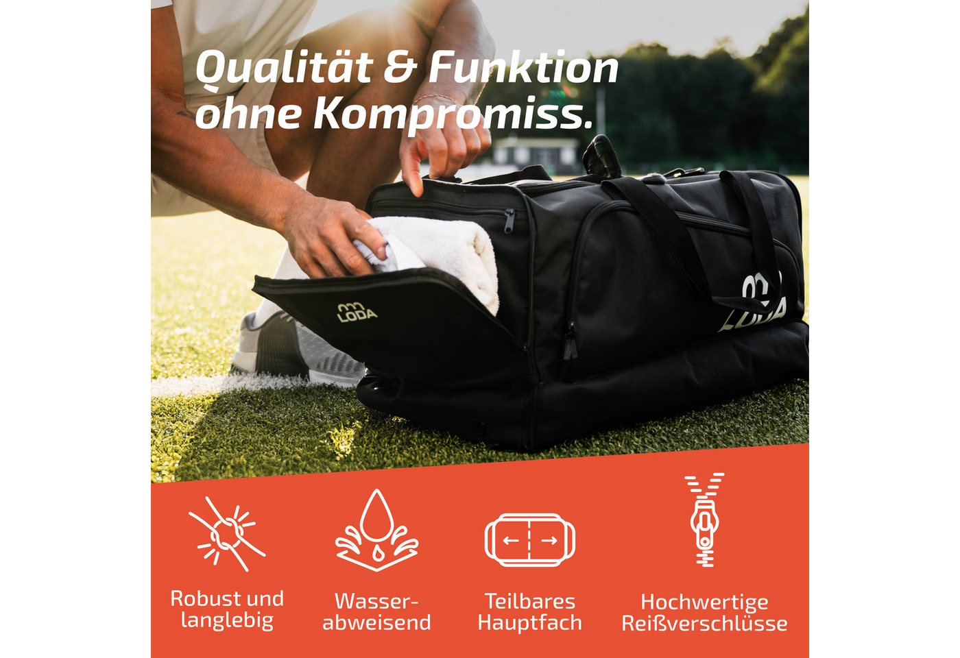LODA sports Sporttasche team 68L - Trainingstasche mit Rucksackfunktion & Schuhfach, 65cm (L) x 30cm (B) x 35cm (H), 68 Liter Volumen Bild 5