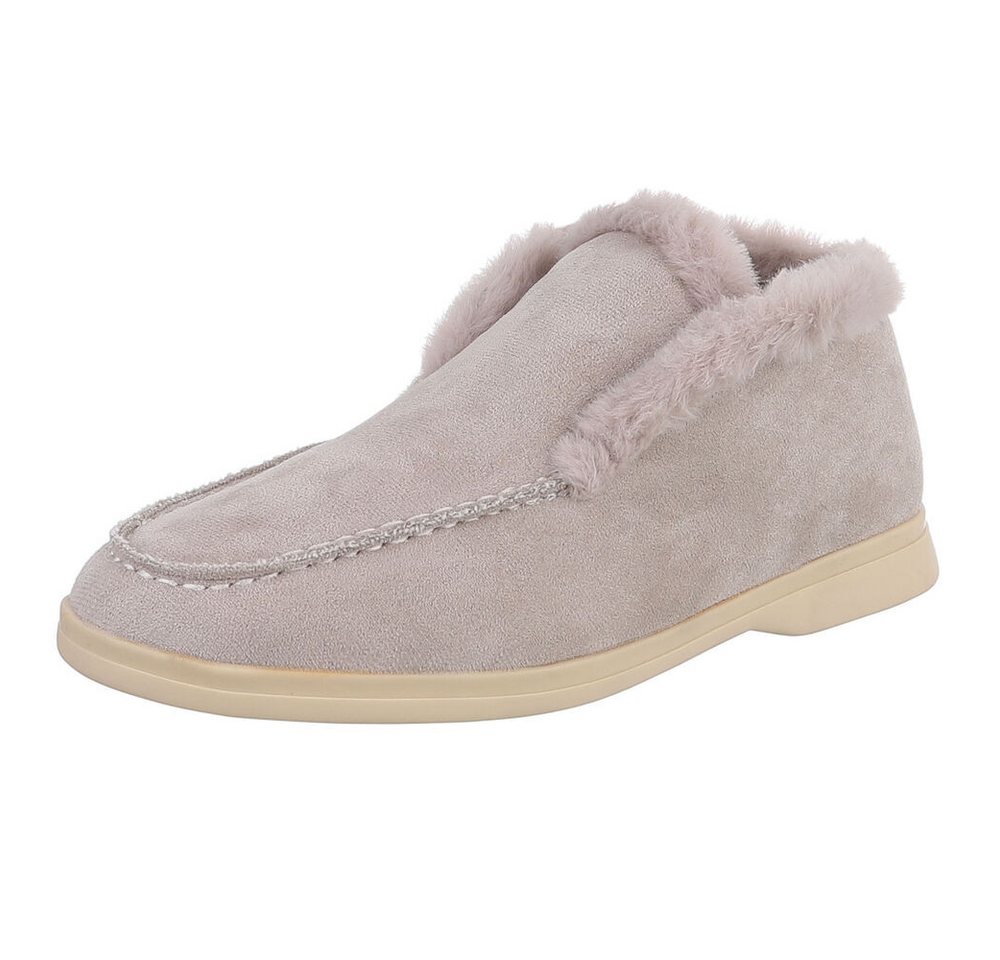 Ital-Design Gemütlicher Damenschuh mit weicher Innenauskleidung Snowboots (90793361) Blockabsatz Mokassins in Hellgrau Bild 2
