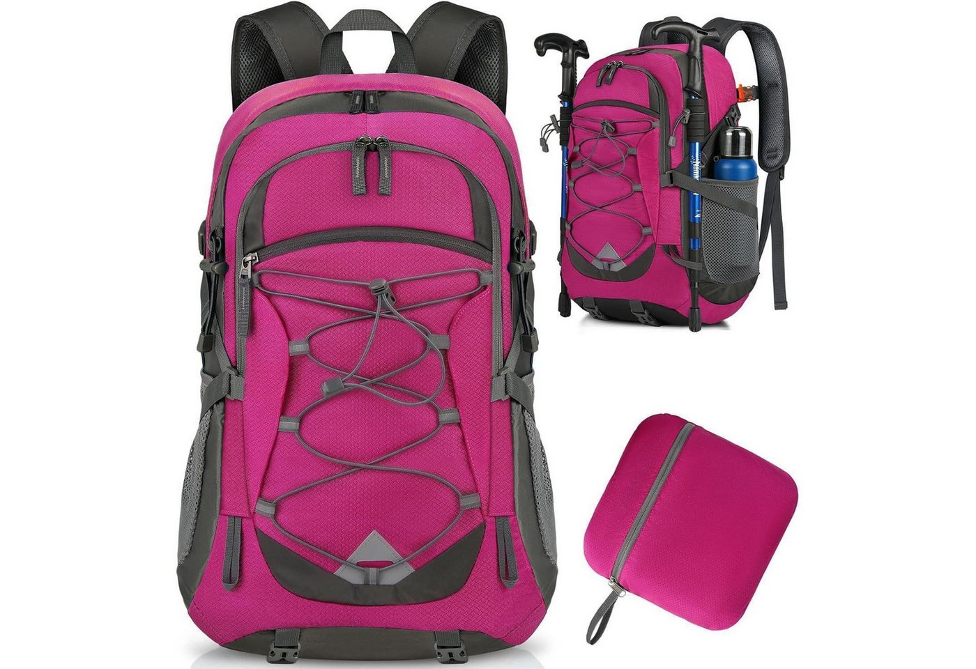 LuxusKollektion Wanderrucksack Wanderrucksack 40L Herren Damen wasserdicht Reflexstreifen Rose Bild 2