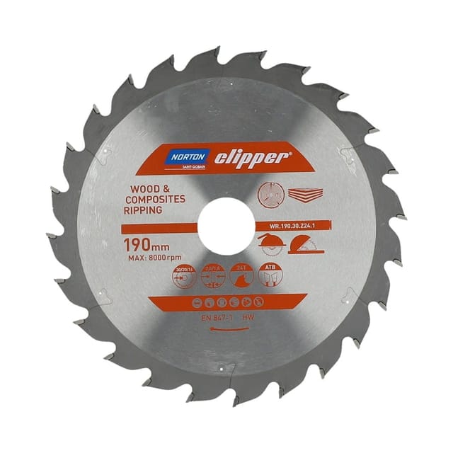 NORTON KREISSÄGE 190 mm x 30 mm x 24z HOLZ & VERBUNDWERKSTOFFE ATB (2,8 / 1,8)