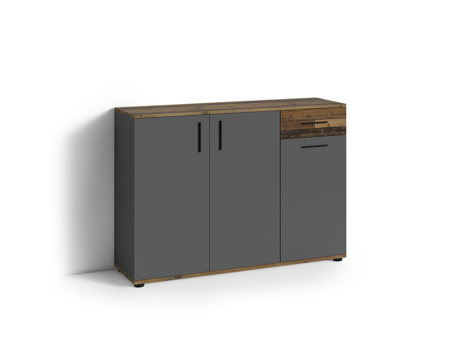 BYLIVING Kommode Jakob (Anthrazit / Old Wood)