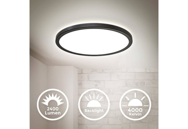 LED Panel Ø29,3 cm - 18W, 2400lm, flach, backlight, neutralweiß, schwarz