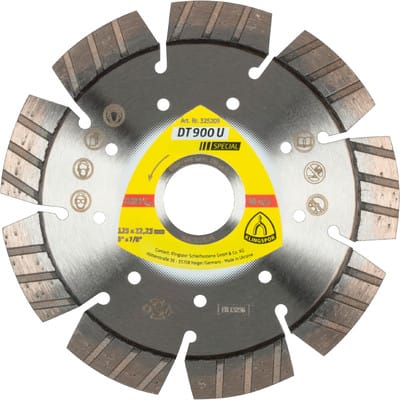 FP - Klingspor dt 900 u Diamanttrennscheiben, 125 x 2,4 x 22,23 mm 9 Segmente 33 x 2,4 x 12 mm, Standard Turbo