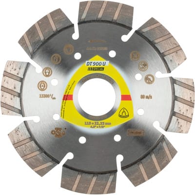 FP - Klingspor dt 900 u Diamanttrennscheiben, 115 x 2,4 x 22,23 mm 8 Segmente 33 x 2,4 x 12 mm, Standard Turbo