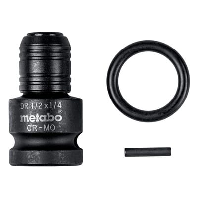 Schlagadapter 1/2' auf 1/4' E6,3, 3-teilig, inkl. Sicherungsring- und Stift - Metabo