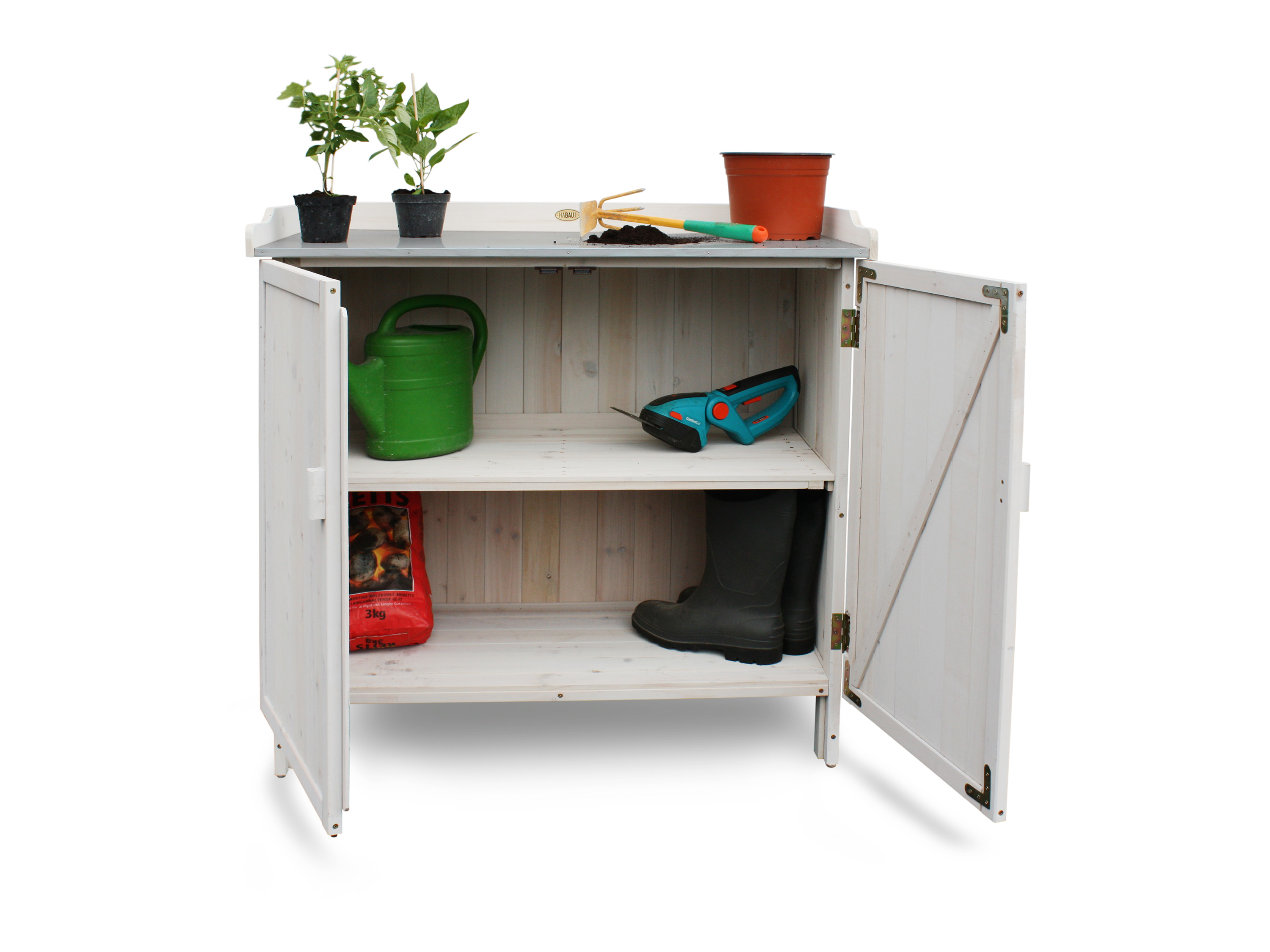 HABAU Gartentisch mit Unterschrank (Grau)