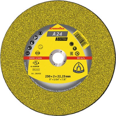 Klingspor - Trennscheibe a 24 Extra D230xB2mm Bohrung 22,23mm mittelhart GER-Form max.Drehzahl 6600U/min