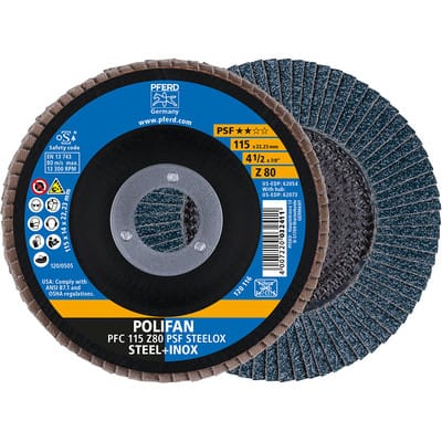 Pferd - tools 67768115 Fächerscheibe polifan z psf steelox ø 115 mm Körnung 80 kon
