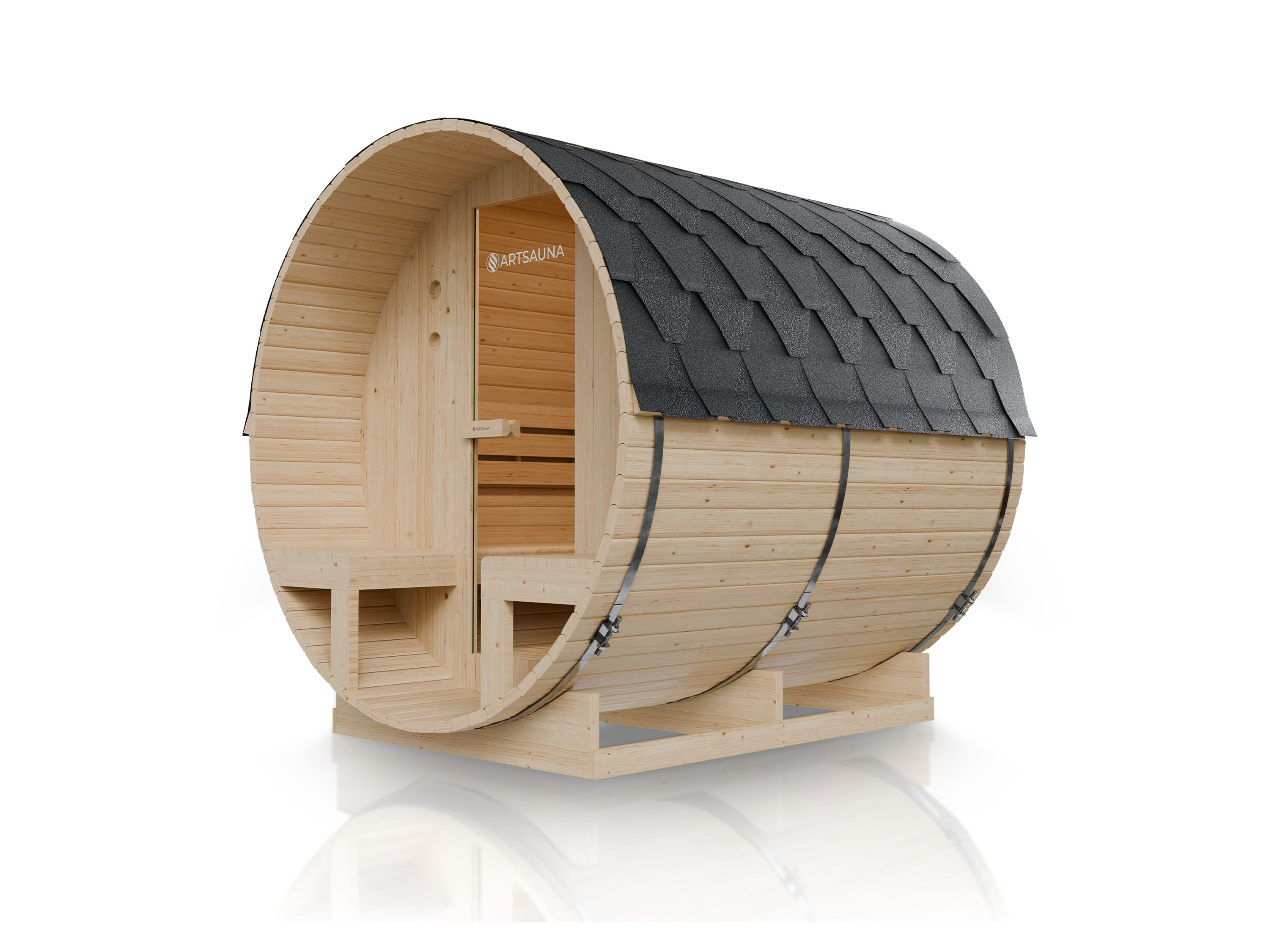 ARTSAUNA Fasssauna Spitzbergen (für 6 Personen mit Vordach, 220 cm) Bild 3