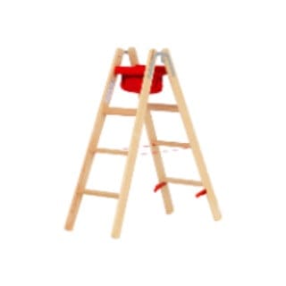 Holz-Stufenstehleiter, beidseitig begehbar, 2x4 Stufen, Länge 1,24 m - Hymer