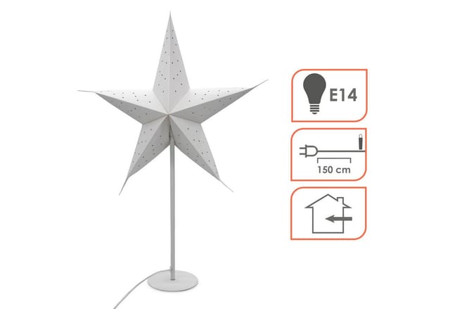 Spetebo - led Tischlampe Weihnachtsstern weiß - 68 x 44 cm - Fenster Tisch Deko Steh Lampe Stern