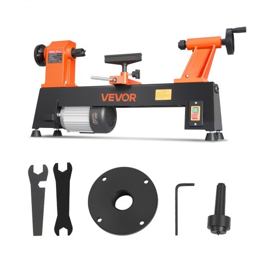 VEVOR Drechselbank 304 x 465 mm 3/4 PS Tischdrehbank mit 5 Drehzahlstufen für Tischbeine Spazierstöcke und Große Holzwerkstücke, 650/1100/1600/2200/3200 U/min, Thermoschutz und Robuster Metallrahmen