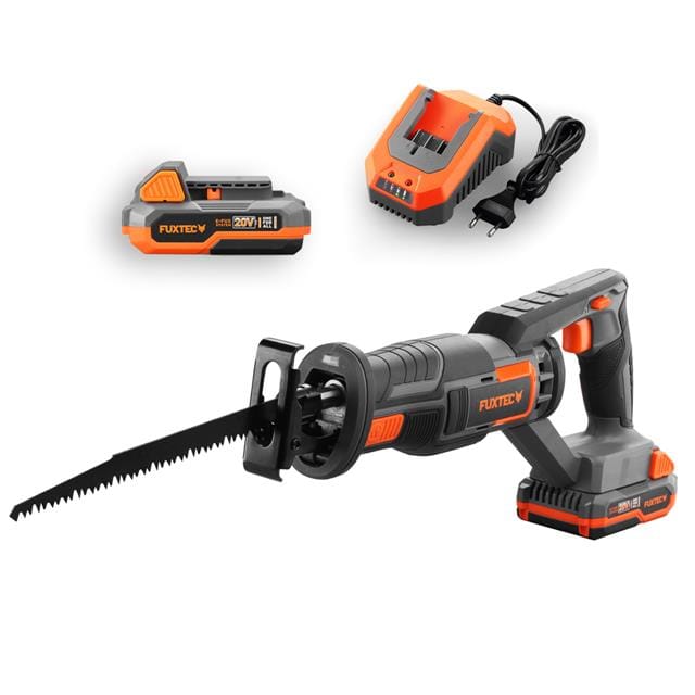 Fuxtec - Akku Säbelsäge 20V E1SS20 Elektrische Säge Fuchsschwanz – inklusive 2Ah-Akku und 2,4A Ladegerät - kabellos, Holz bis 150mm sägen –