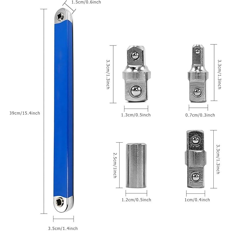 Versetzter Verlängerungsschlüssel, Multifunktionaler Verlängerungsschlüssel, Versetzter Verlängerungsschlüssel Aus Hochkohlenstoffhaltigem Stahl, Mit 1/2", 1/4"- Und 3/8"-antriebsadapter