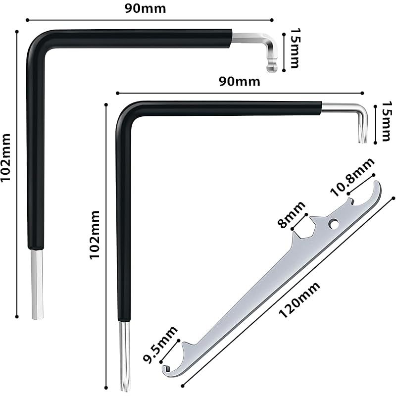 Set Aus 3 Fensterjustierwerkzeugen, Fensterjustierschlüssel, Inklusive Winkellagerschlüssel, Tx15- Und 4-mm-innensechskantschlüssel, Verchromter Stahl, Für Fenster/türen/dachfenster