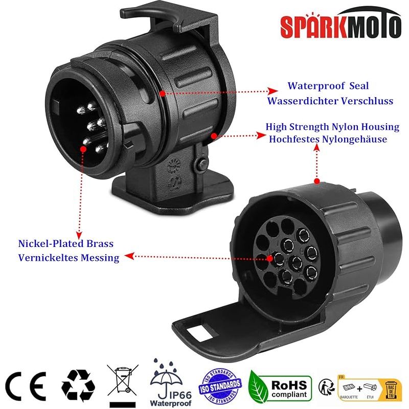 7- Auf 13-poligen Anhängerstecker-adapter Und 13- Auf 7-poligen Anhängerstecker-adapter, 7-poliger Auf 13-poliger Kupplungsstecker Für Autoanhänger, Wohnwagen, Fahrradträger (sk713a)
