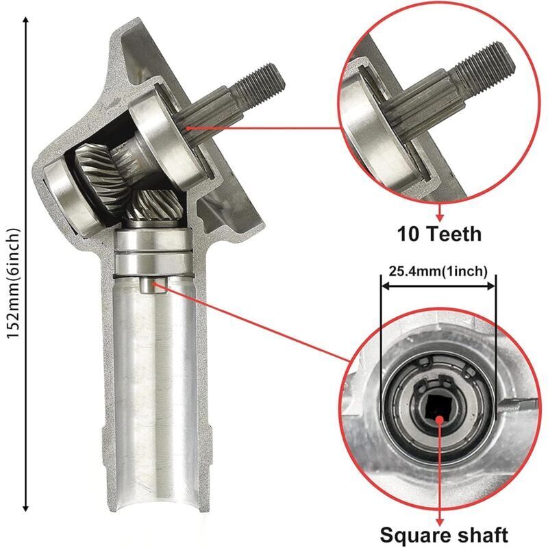 10-zahn-getriebekopf Für Freischneider, 25,4 Mm Vierkantwelle, Leichtes Und Robustes Aluminium. Kompatibel Mit Fs56, Fs70, Fs91, Fs120 Und Fs250.