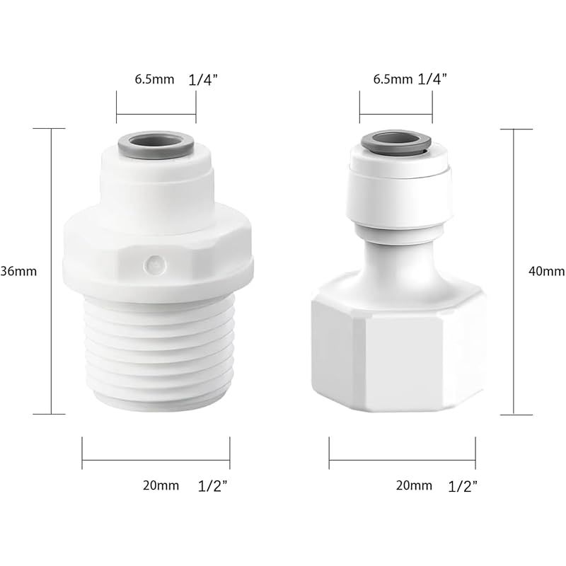 Gerader 1/4"-ro-auf-1/2"-wasserschlauchverbinder Mit Innen-/außengewinde – Schnellkupplung Zum Einstecken – Für Umkehrosmose-wasserfilter