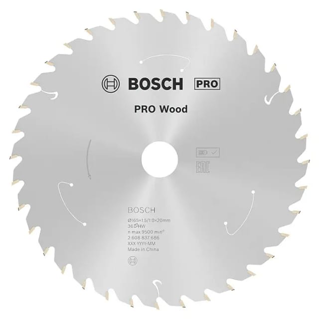 Akku-Kreissägeblatt Standard for Wood, 165 x 1,5/1 x 20, 36 Zähne, Freiwinkel 13°, Spanwinkel 15° - Bosch