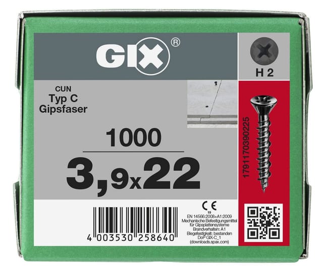FP - Spax 3,9x22 Gix-C Senkkkopf Fraesrippen H2 Hilo-Gewinde Phosphatiert 1000St