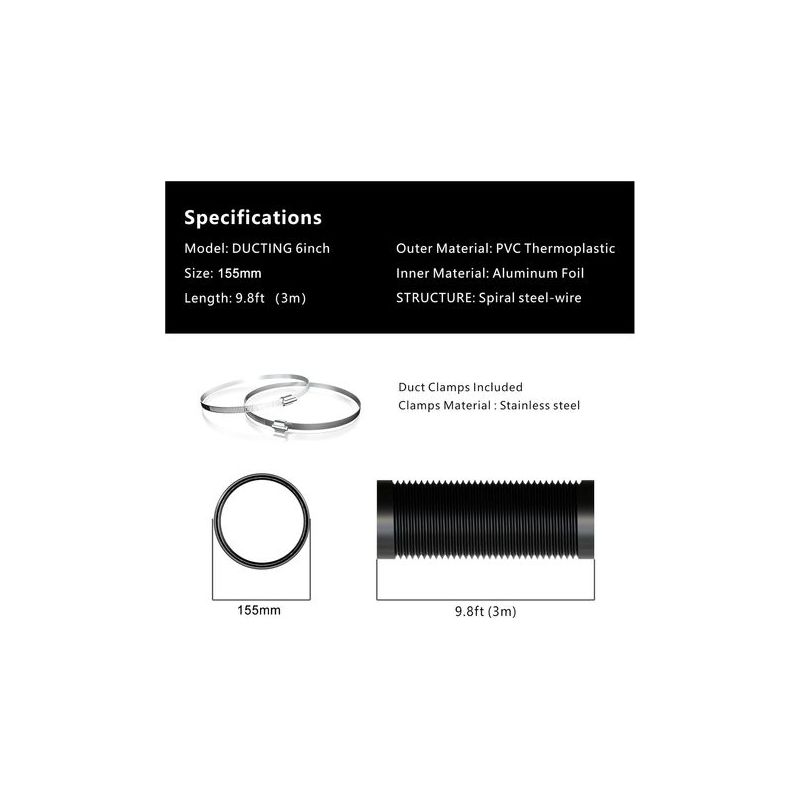 150 Mm Pvc-lüftungsrohr Für Dunstabzugshaube, Abluftrohr Für Luftabzug, Rohrventilator (3 Meter Lang) [energieklasse A++]