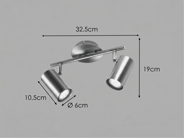 Meinewunschleuchte - Moderner led Deckenstrahler fainas 2-flammig Silber matt, Breite 32,5cm