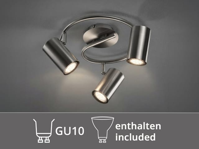 Meinewunschleuchte - Moderner led Deckenstrahler fainas 3-flammig Silber matt, ø 25cm