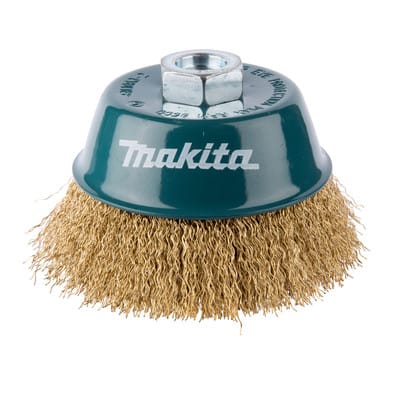 Topfbürste mit vermessingten und gewellten Stahldrähten M14 ø 100mm Makita D-39805
