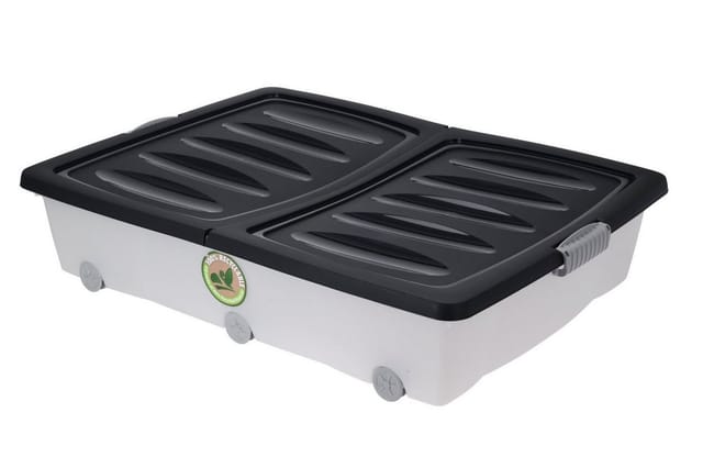 Spetebo - xl Unterbettkommode mit Klappverschluss - 60 Liter / schwarz - Aufbewahrungs Rollbox Spielzeugkiste