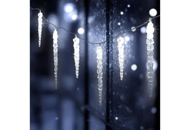Led Eiszapfen Lichterkette kalt weiß - 285 cm / 20 led - Garten Deko Beleuchtung Weihnachten Winter Advent
