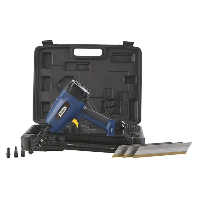 Rapid Nagelpistole Druckluft PB161, Hochwertiger Druckluftnagler mit 34° Schrägmagazin für Streifennägel Typ 32 (15Ga) 32-64mm