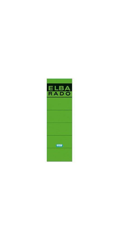 Elba - Ordnerrückenetikett breit/kurz 59 x 190 mm (b x h) selbstklebend ohne Griffloch grün 10 Etik./Pack.